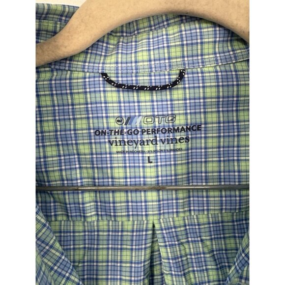 Vineyard Vines OTG Performance Plaid Button Front Shirt Men L Bkue Long Sleeve - Picture 3 of 8
